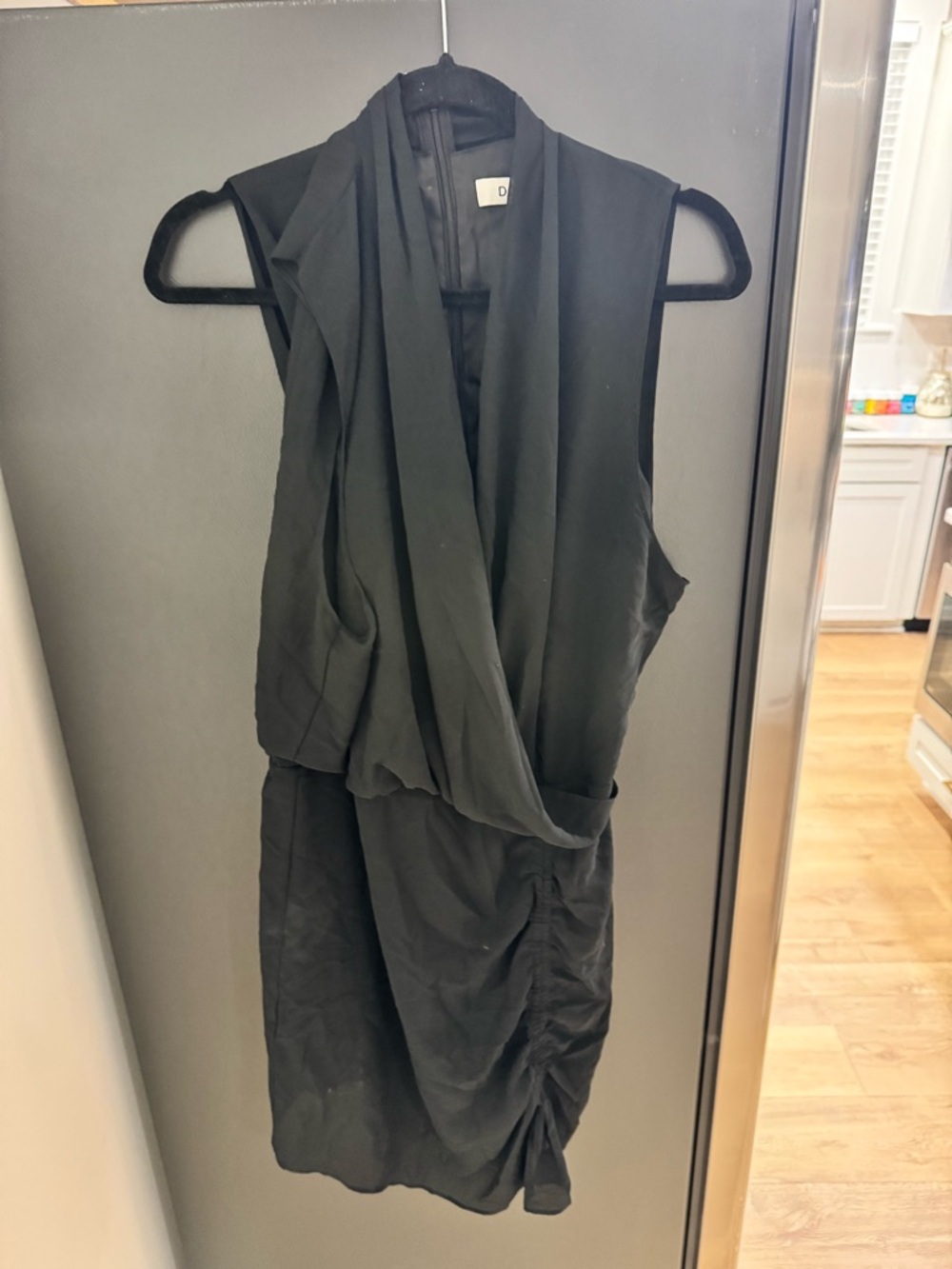 DO+BE Sleeveless Draped Black Wrap Dress